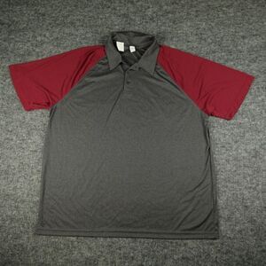 Alo Yoga Polo Shirt Mens 3XL Gray Maroon Performance Raglan‎ Athleisure Casual